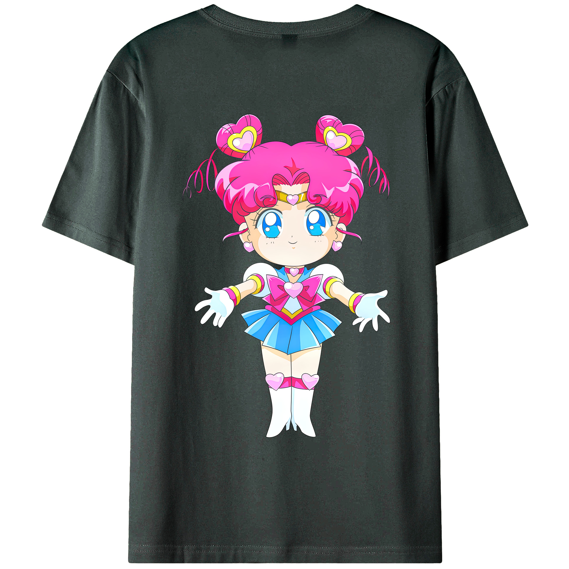（画像用） 美少女戦士セーラームーン ちびうさ Sailor Moon Chibiusa Tsukino Usagi Small Lady Serenity 綿100％ メンズ半袖Tシャツ（バックプリント） 通気性